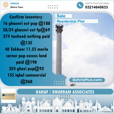 Residential Plot for Sale in Bahria Town, Lahore - (BP-202332)