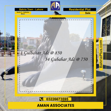 Residential Plot for Sale in Sector C - Gulbahar Block -  Bahria Town, Lahore - (BP-202363)
