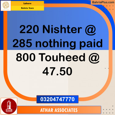 Residential Plot for Sale in Bahria Town, Lahore - (BP-202383)