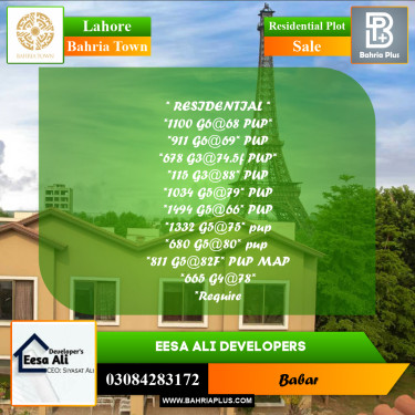 Residential Plot for Sale in Bahria Town, Lahore - (BP-202386)