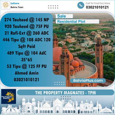 Residential Plot for Sale in Bahria Town, Lahore - (BP-202430)