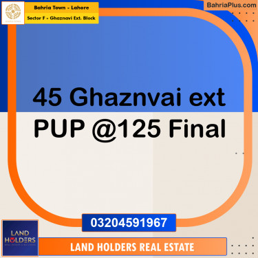Residential Plot for Sale in Sector F - Ghaznavi Ext. Block -  Bahria Town, Lahore - (BP-202456)