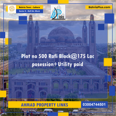 10 Marla Residential Plot for Sale in Sector E - Rafi Ext. Block -  Bahria Town, Lahore - (BP-202481)