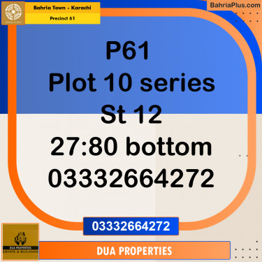 Residential Plot for Sale in Precinct 61 -  Bahria Town, Karachi - (BP-202512)