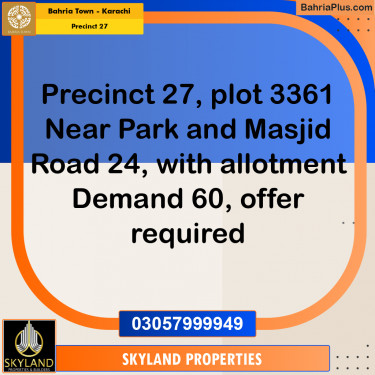 125 Sq. Yards Residential Plot for Sale in Precinct 27 -  Bahria Town, Karachi - (BP-202588)