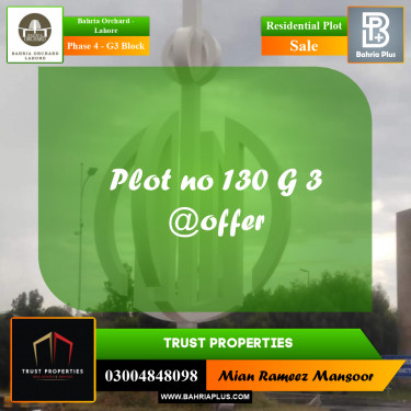 Residential Plot for Sale in Phase 4 - G3 Block -  Bahria Orchard, Lahore - (BP-202594)