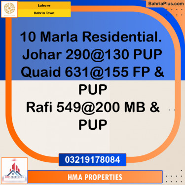 10 Marla Residential Plot for Sale in Bahria Town, Lahore - (BP-202742)