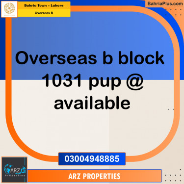 Residential Plot for Sale in Overseas B -  Bahria Town, Lahore - (BP-202783)