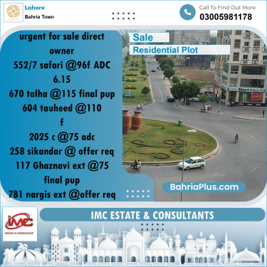 Residential Plot for Sale in Bahria Town, Lahore - (BP-202801)
