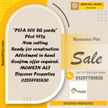 500 Sq. Yards Residential Plot for Sale in Precinct 27-A -  Bahria Town, Karachi - (BP-202827)