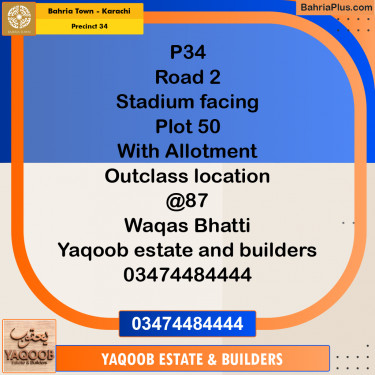250 Sq. Yards Residential Plot for Sale in Precinct 34 -  Bahria Town, Karachi - (BP-202869)