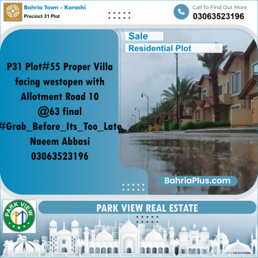 125 Sq. Yards Residential Plot for Sale in Precinct 31 Plot -  Bahria Town, Karachi - (BP-202881)
