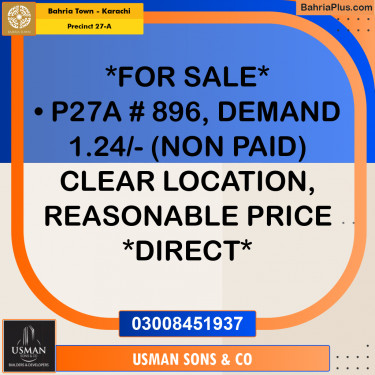 Residential Plot for Sale in Precinct 27-A -  Bahria Town, Karachi - (BP-202889)