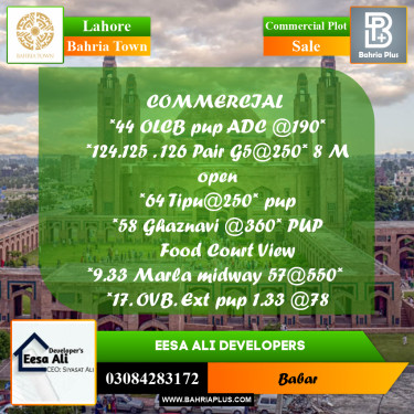 Commercial Plot for Sale in Bahria Town, Lahore - (BP-202910)