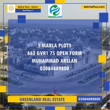 5 Marla Residential Plot for Sale in Golf Phase 1 -  Bahria Town, Lahore - (BP-202973)
