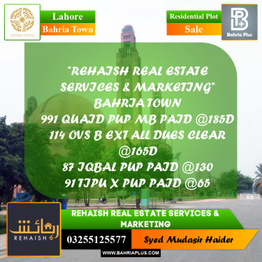 Residential Plot for Sale in Bahria Town, Lahore - (BP-203052)