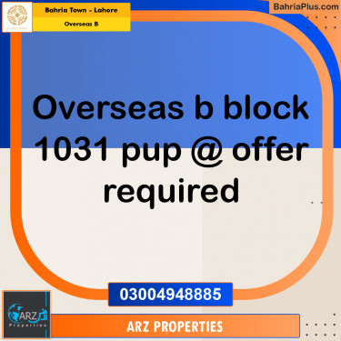 Residential Plot for Sale in Overseas B -  Bahria Town, Lahore - (BP-203060)