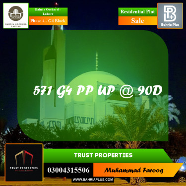 10 Marla Residential Plot for Sale in Phase 4 - G4 Block -  Bahria Orchard, Lahore - (BP-203149)