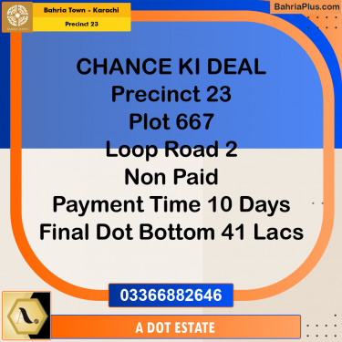 125 Sq. Yards Residential Plot for Sale in Precinct 23 -  Bahria Town, Karachi - (BP-203163)