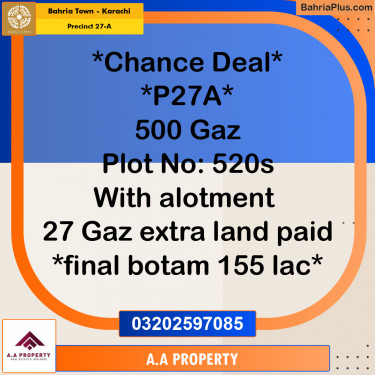 500 Sq. Yards Residential Plot for Sale in Precinct 27-A -  Bahria Town, Karachi - (BP-203187)