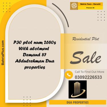 250 Sq. Yards Residential Plot for Sale in Precinct 30 -  Bahria Town, Karachi - (BP-203231)