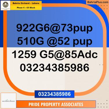 10 Marla Residential Plot for Sale in Phase 4 - G5 Block -  Bahria Orchard, Lahore - (BP-203275)
