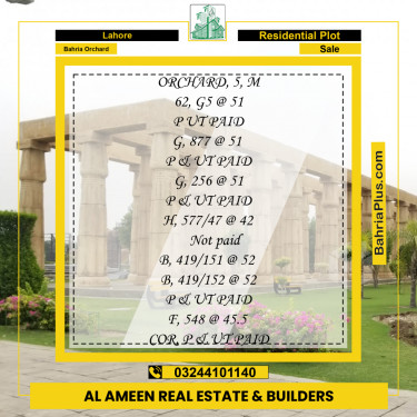 Residential Plot for Sale in Bahria Orchard, Lahore - (BP-203277)