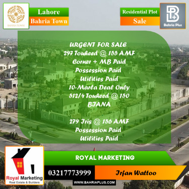 Residential Plot for Sale in Bahria Town, Lahore - (BP-203313)