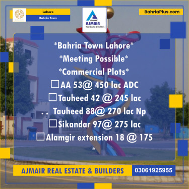 Residential Plot for Sale in Bahria Town, Lahore - (BP-203322)