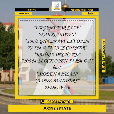 Residential Plot for Sale in Bahria Town, Lahore - (BP-203333)