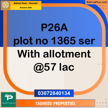 125 Sq. Yards Residential Plot for Sale in Precinct 26A -  Bahria Town, Karachi - (BP-203345)