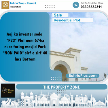 125 Sq. Yards Residential Plot for Sale in Precinct 23 -  Bahria Town, Karachi - (BP-203384)