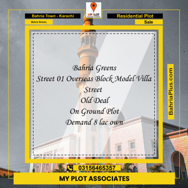 75 Sq. Yards Residential Plot for Sale in Bahria Greens -  Bahria Town, Karachi - (BP-203438)