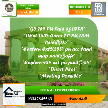Residential Plot for Sale in OLC-A Block -  Bahria Orchard, Lahore - (BP-203465)