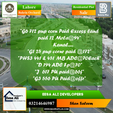 Residential Plot for Sale in Bahria Orchard, Lahore - (BP-203497)