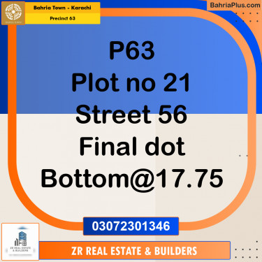125 Sq. Yards Residential Plot for Sale in Precinct 63 -  Bahria Town, Karachi - (BP-203519)
