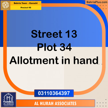 250 Sq. Yards Residential Plot for Sale in Precinct 48 -  Bahria Town, Karachi - (BP-203559)