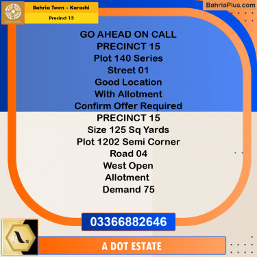 125 Sq. Yards Residential Plot for Sale in Precinct 15 -  Bahria Town, Karachi - (BP-203570)