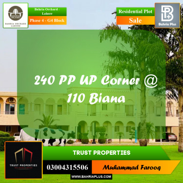 10 Marla Residential Plot for Sale in Phase 4 - G4 Block -  Bahria Orchard, Lahore - (BP-203576)