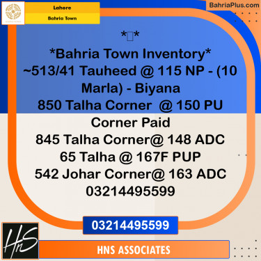 Residential Plot for Sale in Bahria Town, Lahore - (BP-203585)