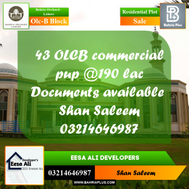 4 Marla Residential Plot for Sale in OLC-B Block -  Bahria Orchard, Lahore - (BP-203597)