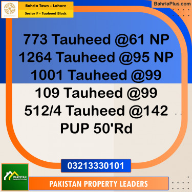 10 Marla Residential Plot for Sale in Sector F - Tauheed Block -  Bahria Town, Lahore - (BP-203640)