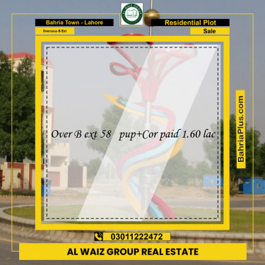 10 Marla Residential Plot for Sale in Overseas B Ext -  Bahria Town, Lahore - (BP-203666)