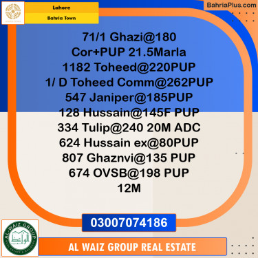 Residential Plot for Sale in Bahria Town, Lahore - (BP-203695)