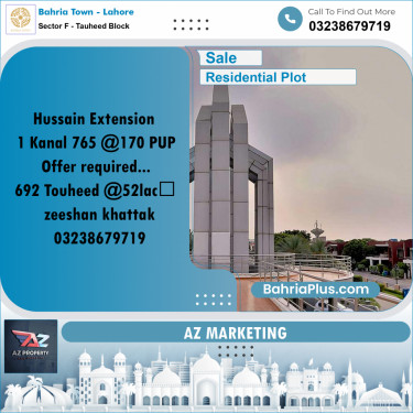 Residential Plot for Sale in Sector F - Tauheed Block -  Bahria Town, Lahore - (BP-203765)