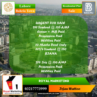 Residential Plot for Sale in Bahria Town, Lahore - (BP-203782)