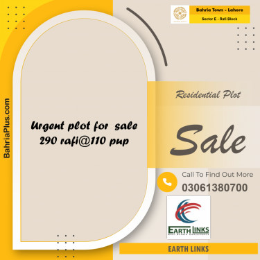 5 Marla Residential Plot for Sale in Sector E - Rafi Block -  Bahria Town, Lahore - (BP-203807)