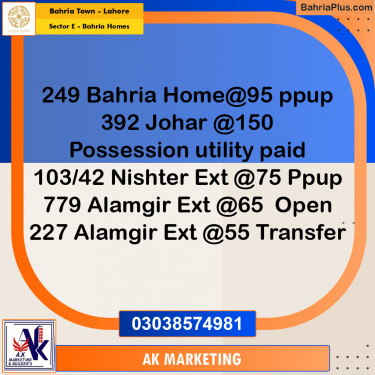 6 Marla Residential Plot for Sale in Sector E - Bahria Homes -  Bahria Town, Lahore - (BP-203870)