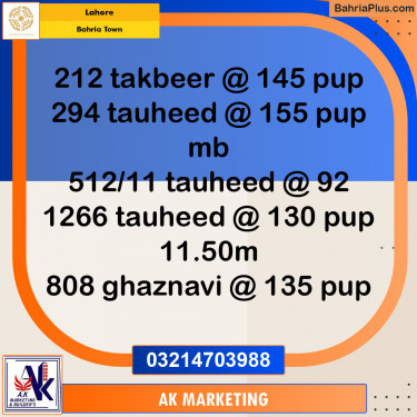 Residential Plot for Sale in Bahria Town, Lahore - (BP-203901)