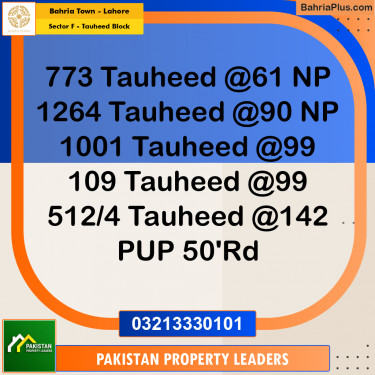 10 Marla Residential Plot for Sale in Sector F - Tauheed Block -  Bahria Town, Lahore - (BP-203906)